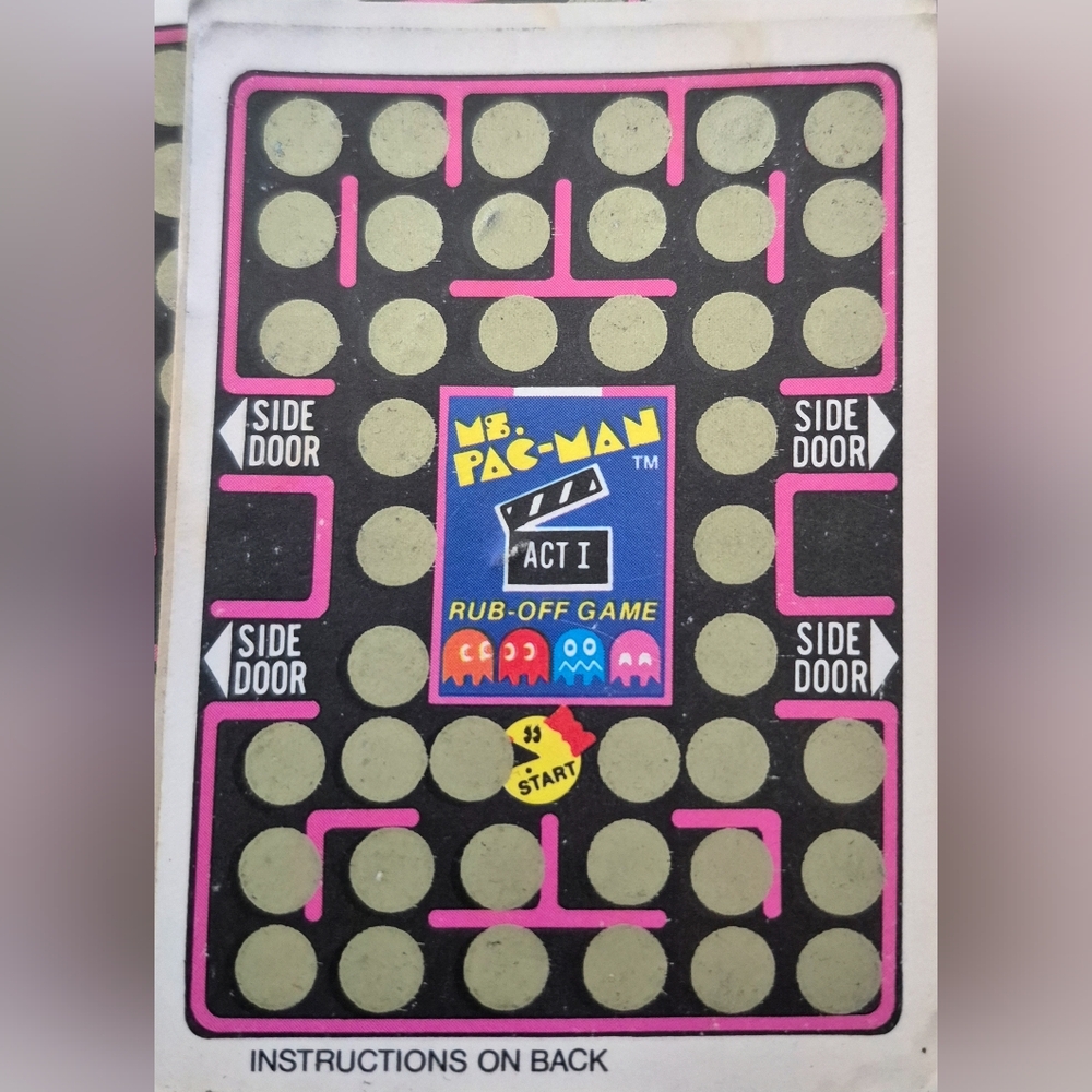 Vintage Ms. Pac-Man Rub-Off Game Cards